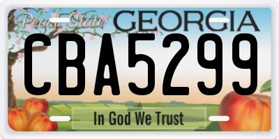 GA license plate CBA5299