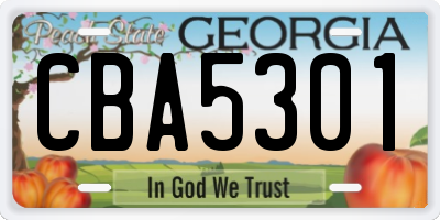 GA license plate CBA5301
