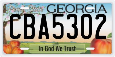 GA license plate CBA5302