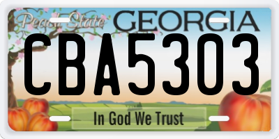 GA license plate CBA5303