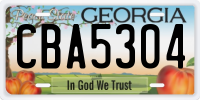 GA license plate CBA5304