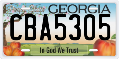 GA license plate CBA5305