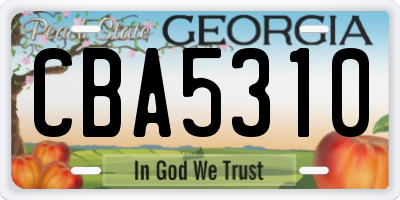 GA license plate CBA5310