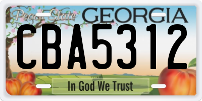 GA license plate CBA5312