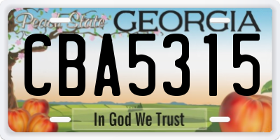 GA license plate CBA5315