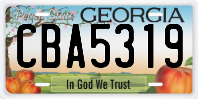 GA license plate CBA5319