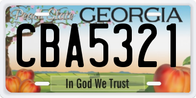 GA license plate CBA5321