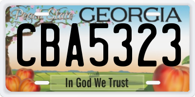 GA license plate CBA5323