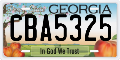 GA license plate CBA5325
