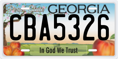 GA license plate CBA5326