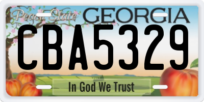 GA license plate CBA5329