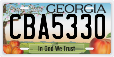 GA license plate CBA5330