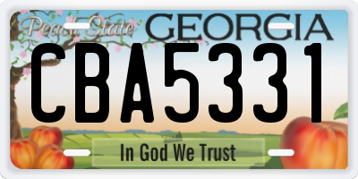 GA license plate CBA5331