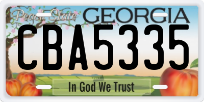 GA license plate CBA5335