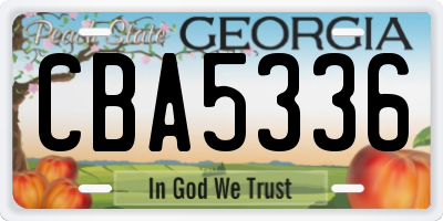 GA license plate CBA5336