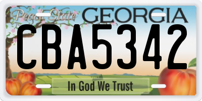 GA license plate CBA5342