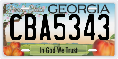 GA license plate CBA5343