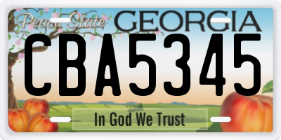GA license plate CBA5345