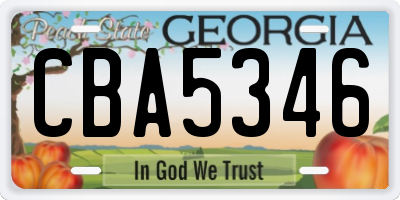 GA license plate CBA5346
