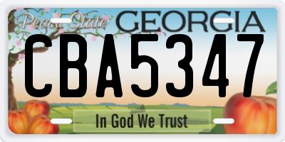 GA license plate CBA5347