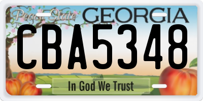GA license plate CBA5348