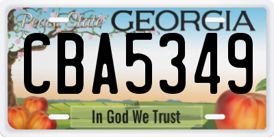 GA license plate CBA5349