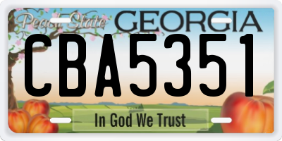 GA license plate CBA5351