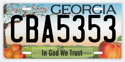 GA license plate CBA5353