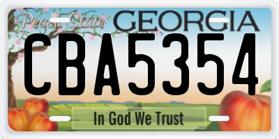GA license plate CBA5354