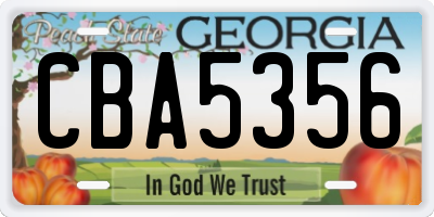 GA license plate CBA5356