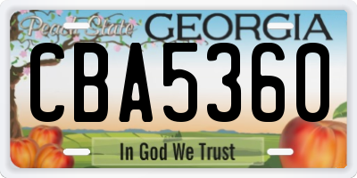 GA license plate CBA5360