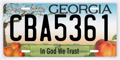 GA license plate CBA5361