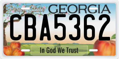 GA license plate CBA5362