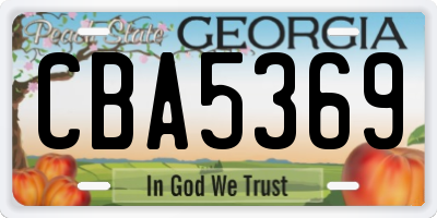 GA license plate CBA5369