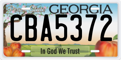 GA license plate CBA5372