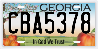 GA license plate CBA5378