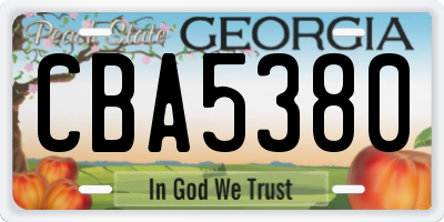 GA license plate CBA5380