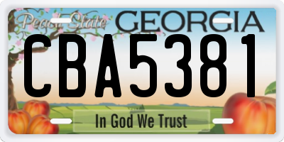 GA license plate CBA5381