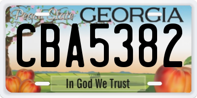 GA license plate CBA5382