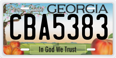 GA license plate CBA5383
