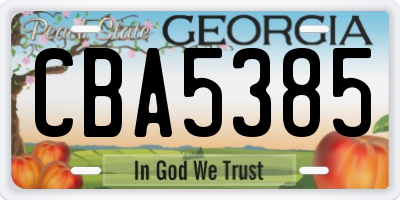 GA license plate CBA5385