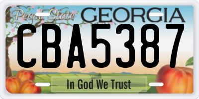 GA license plate CBA5387