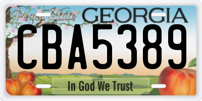 GA license plate CBA5389
