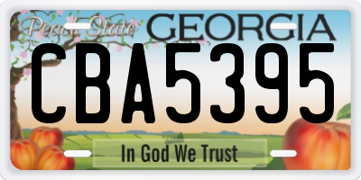 GA license plate CBA5395