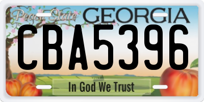 GA license plate CBA5396
