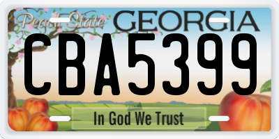 GA license plate CBA5399