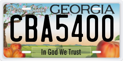 GA license plate CBA5400