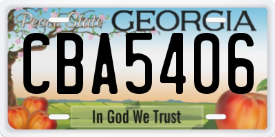 GA license plate CBA5406