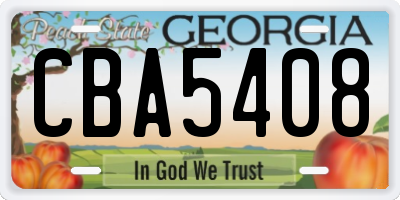 GA license plate CBA5408