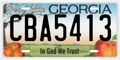 GA license plate CBA5413